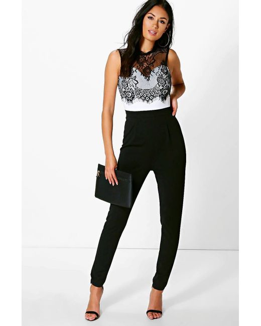 lace trim jumpsuit