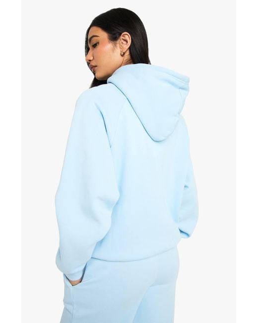 Boohoo Blue Raglan Seam Oversized Hoodie