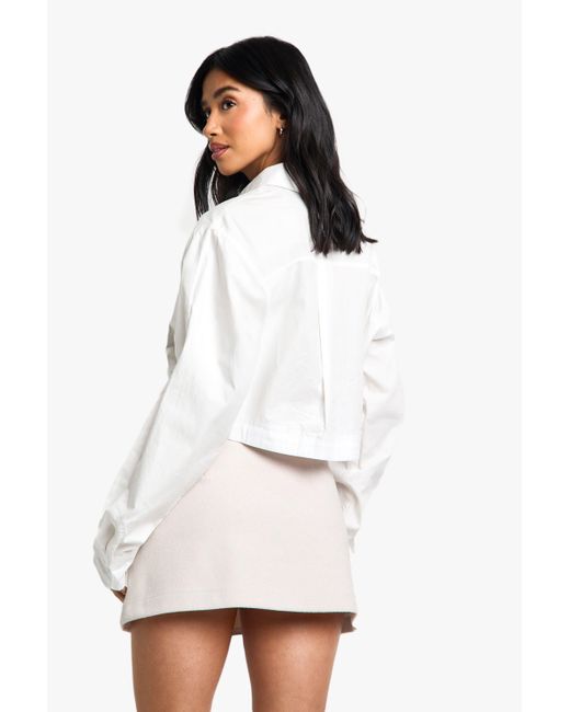 Boohoo White Petite Stripe Wool Look Mini Skirt
