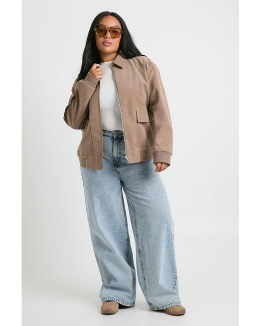 Boohoo Brown Plus Suede Oversized Jacket