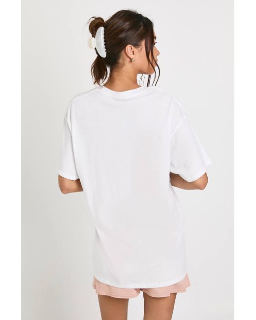 Boohoo White 'Breakfast Club' Graphic T-Shirt & Shorts Pyjama Set