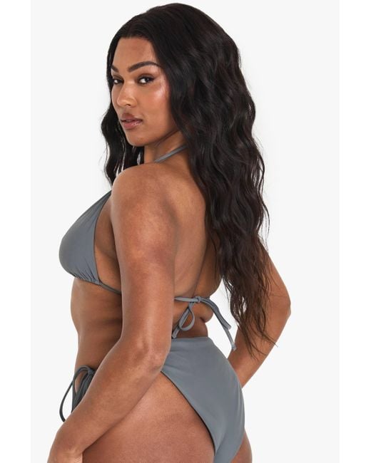 Boohoo Gray Plus Triangle Bikini Top