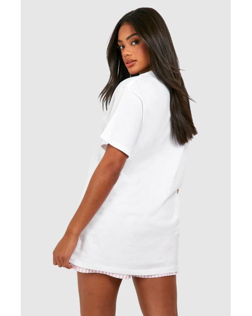 Boohoo White Oversized Welcome To Paradise Printed Cotton Tee