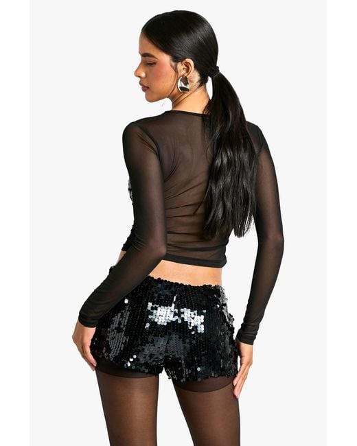Boohoo Black Sequin Hotpant