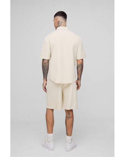 Technic Natural Tall Al Pleated Oversized Short Sleeve Shirt