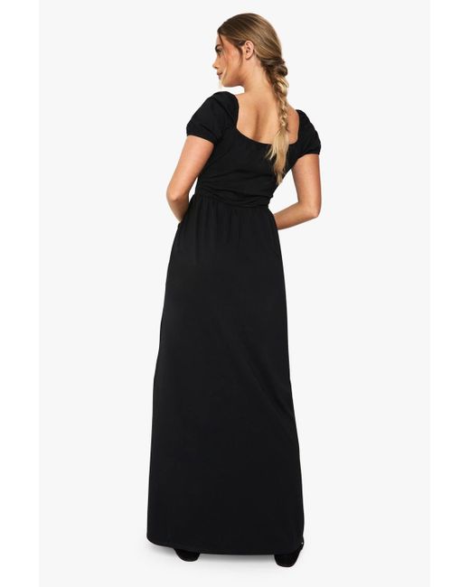 Boohoo Women's Black Cotton Puff Sleeve Milkmaid Dress - www.ice4pros.com.br