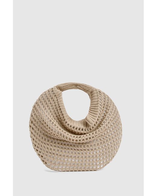 Boohoo Blue Knitted Crochet Slouchy Shoulder Bag
