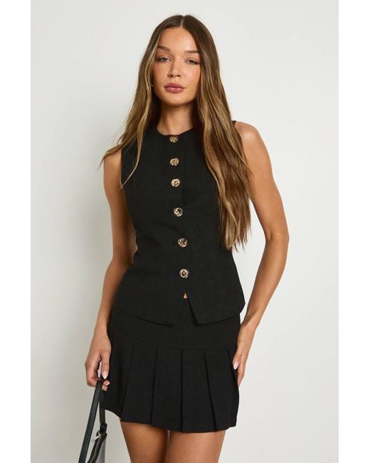 Boohoo Black Boucle Button Waistcoat