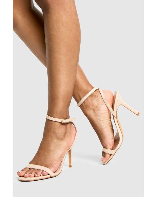 Boohoo Natural Wide Fit Faux Suede Barely There Heels