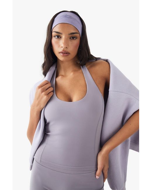 Boohoo Purple Dsgn Studio Ultra Sculpt Halterneck Sports Top