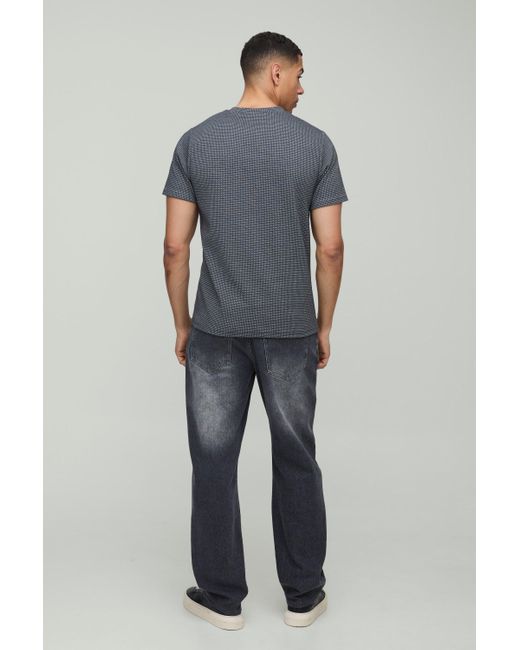 Boohoo Gray Slim Fit Contrast Waffle T-Shirt