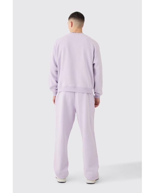 BoohooMAN Purple Man Oversized Boxy Extended Neck Sweatshirt for men