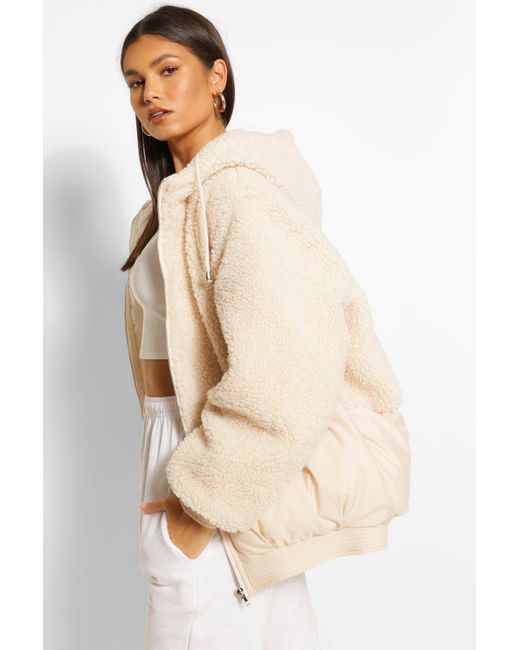 faux fur panel jacket