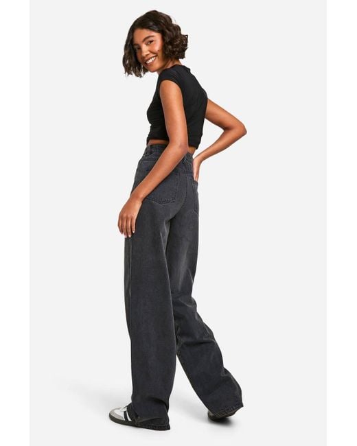 Boohoo Black Tall Basics High Waisted Wide Leg Jeans