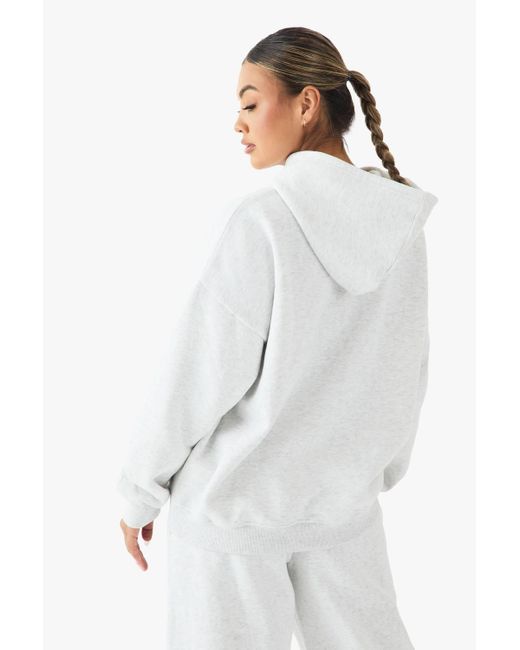 Boohoo White Towelling Applique Oversized Hoodie