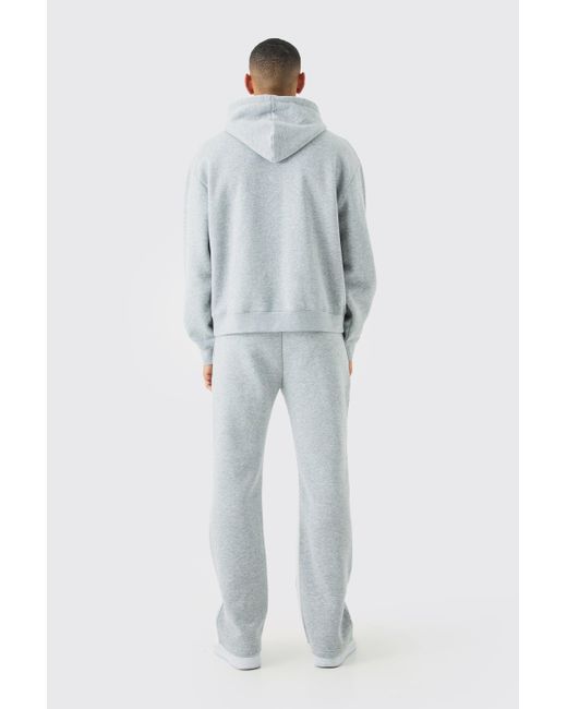 BoohooMAN Gray Oversized Boxy Limited Hooded Tracksuit for men