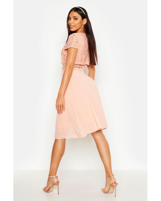 chiffon dress with lace top