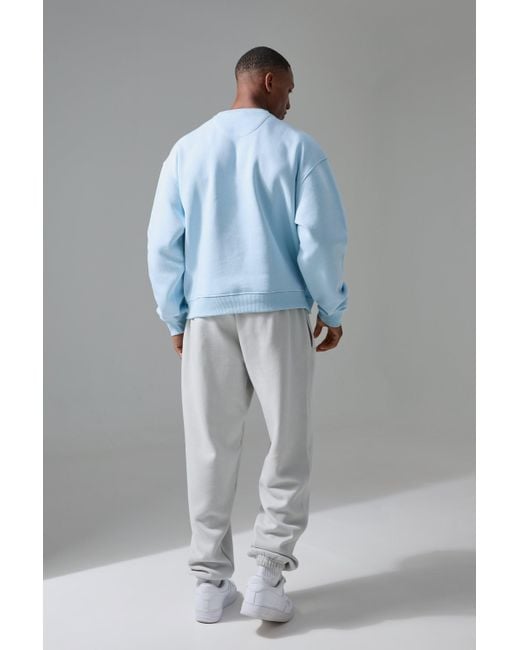 BoohooMAN Man Active Traning Dept Oversized Boxy Sweatshirt in Blue für Herren