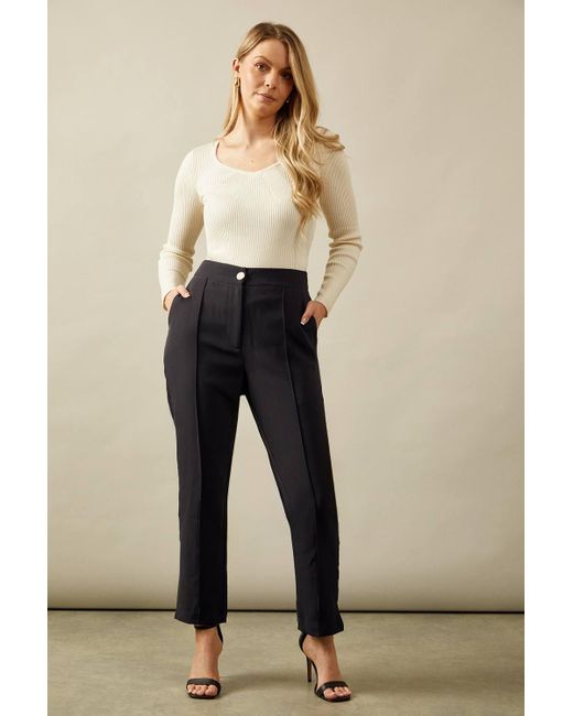 Wallis Natural Petite Split Hem Tapered Pants