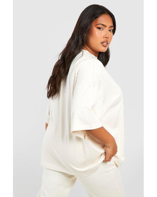 Boohoo Plus 3d Embroidery Oversized T-shirt in White