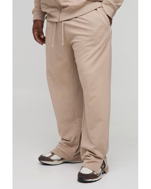 Boohoo Natural Plus Lightweight Loopback Regular Fit Split Hem Basic Joggers
