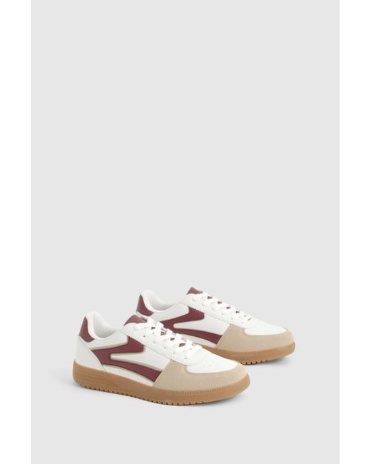 Boohoo Red Contrast Stripe Gum Sole Sneakers