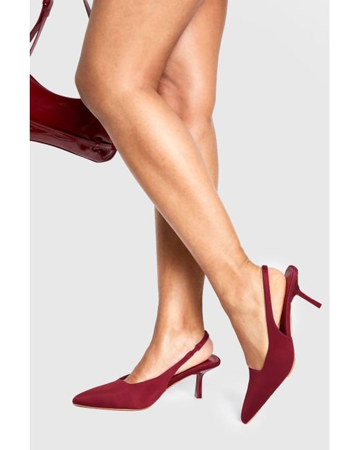 Boohoo Red Wide Fit Mid Stiletto Slingback Court Shoes