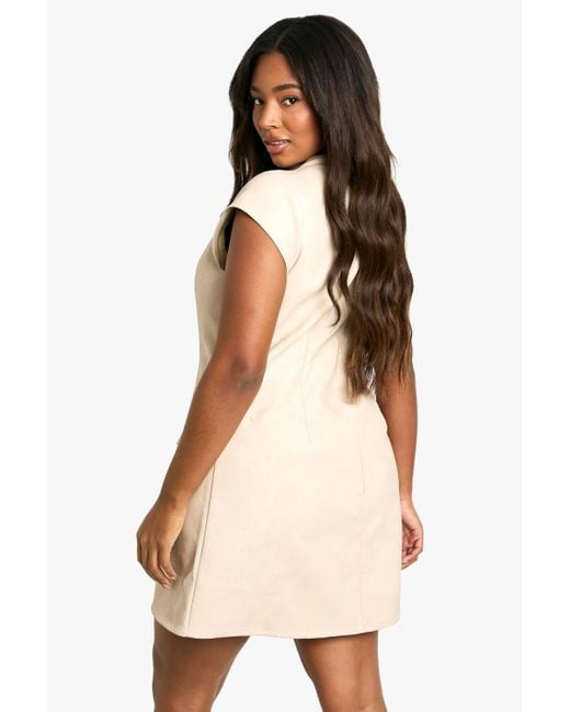 Boohoo Natural Plus Structured Mini Dress