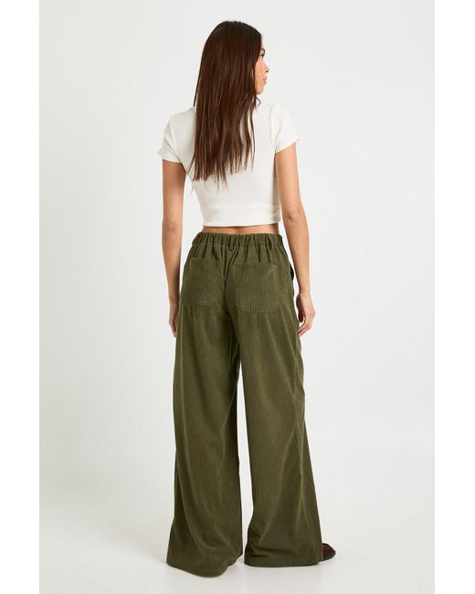 Boohoo Green Corduroy Wide Leg Pants