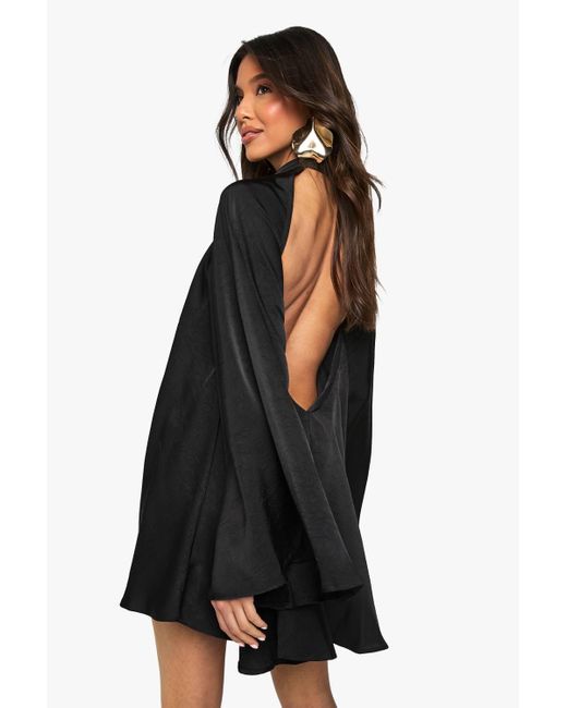 open back swing dress Blue Zone Planet | Square Neck Open Back Strap Ruffled Swing Dress