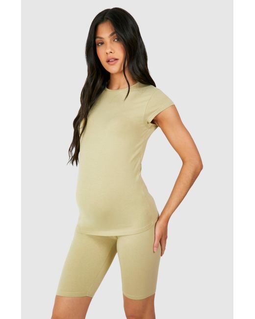 Boohoo Natural Maternity Cap Sleeve Modal Fitted T-shirt