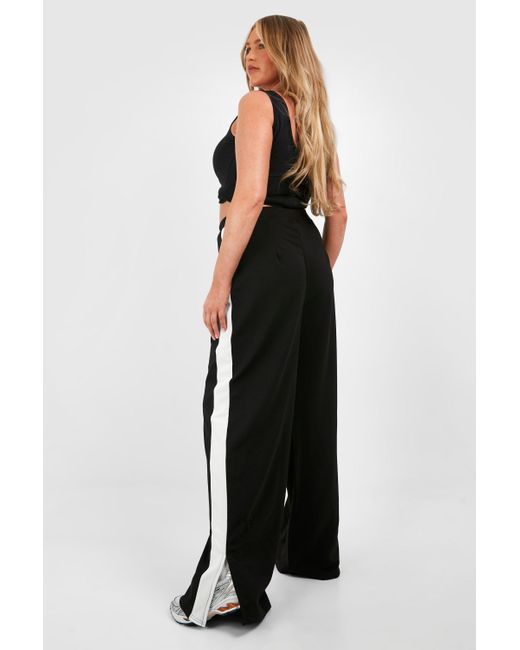 Side Stripe High Waisted Crepe Trousers