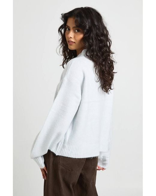 Boohoo White Collared Button Down Oversized Knitted Sweater