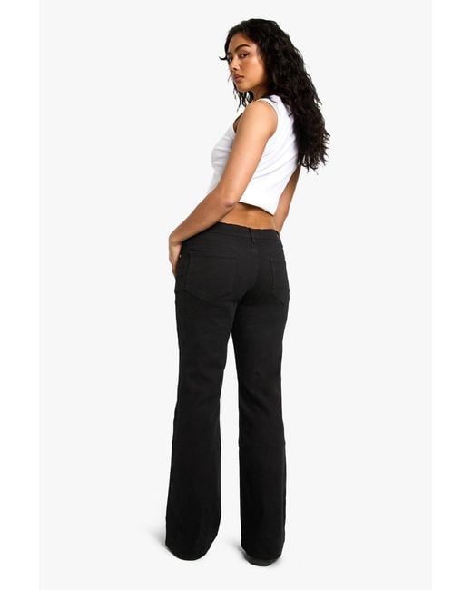 Boohoo Blue The Low Waist Bootcut Jean