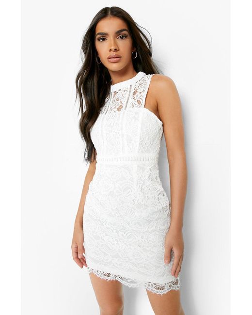 boohoo lace white dress