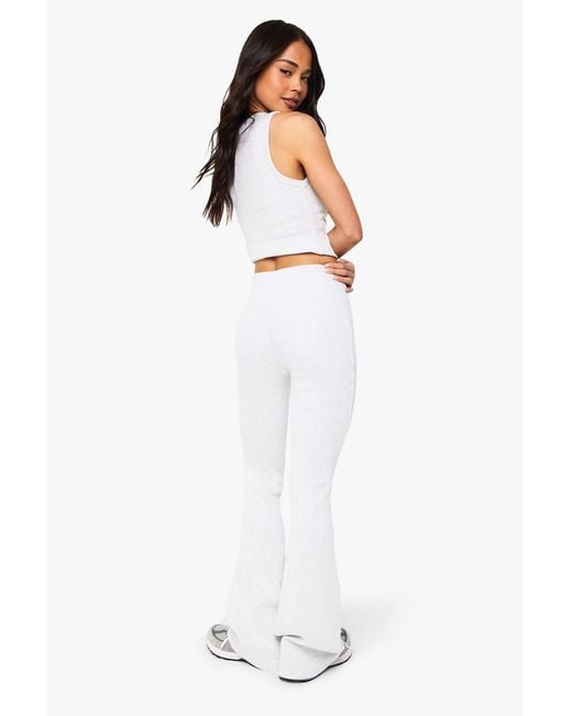 Boohoo White Basics Rib Flared Legging