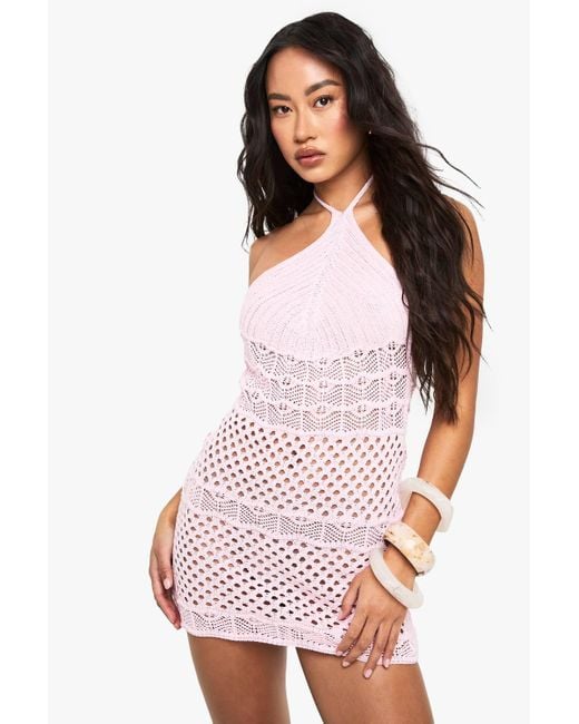 Boohoo Women's White Crochet Beach Halter Neck Mini Dress - www.disolcolor.com Boohoo Women's White Crochet Beach Halter Neck Mini Dress - www.disolcolor.com