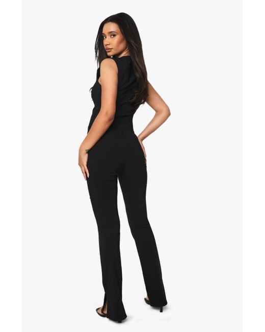 Boohoo Black Bengaline Slim Flare Trousers