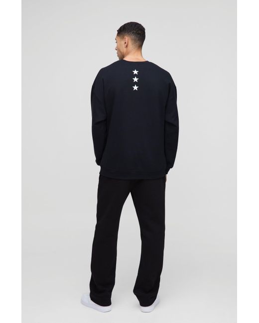 Sudadera Oversize Con Estampado De Motociclismo En Relieve Boohoo de color Blue