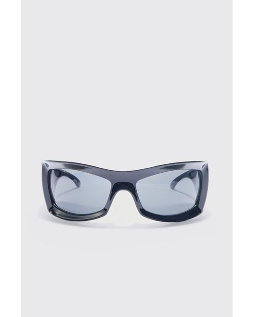 BoohooMAN Angled Plastic Sunglasses in White für Herren