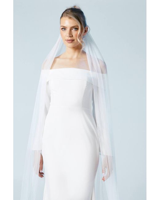 Coast Blue Long Sleeve Bardot Crepe Maxi Wedding Dress