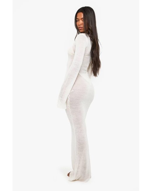 boohoo white beach dress Sheer Knit Button Detail Maxi in Trending and Hip Styles by Chic YC 2026-09-11 Handmade Jane: Amazing Fit size:9 - 10 Yrs Don the chicest white