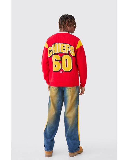 Boohoo Red Nfl Chiefs Oversized Licensed Cardigan