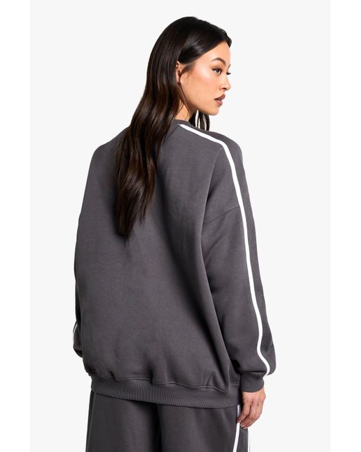 Boohoo Gray Tall Side Stripe Oversized Sweatshirt