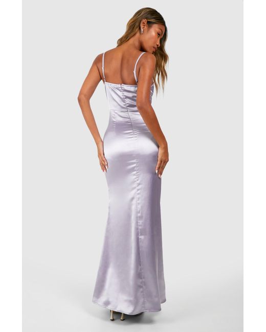 Satin Corset Strappy Maxi Dress Boohoo de color White