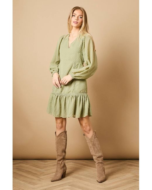 Oasis Natural Trim Insert Detail Mini Dress