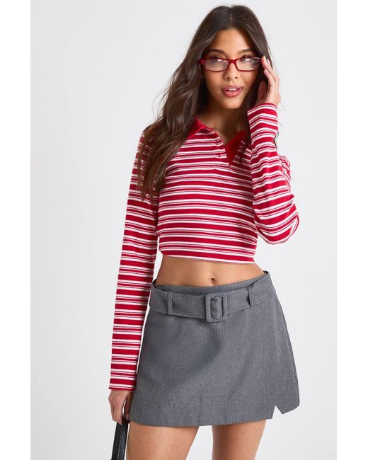 Boohoo Belted Textured Mini Skirt