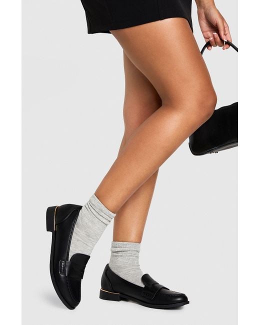 Boohoo Black Trim Basic Loafers