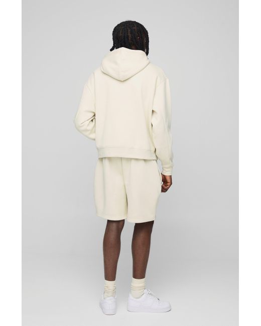 Chándal Oversize Man Recto De Pantalón Corto Y Sudadera Con Capucha Boohoo de color Natural
