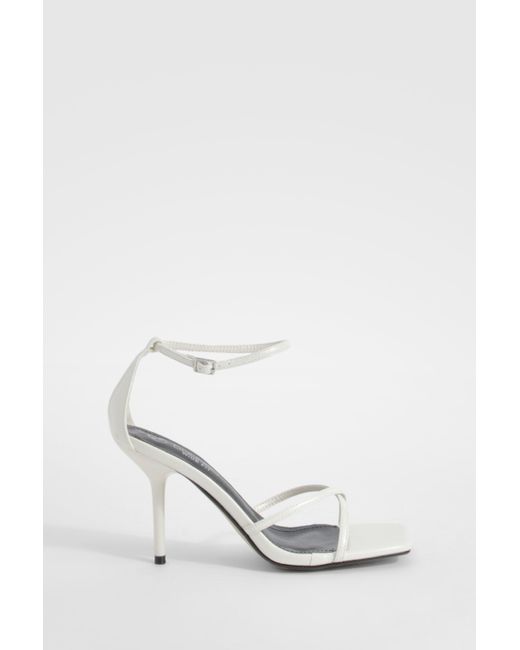 Boohoo White Wide Fit Stiletto Crossover Barely There Heels